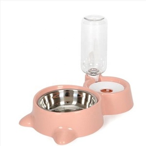 Cuenco doble automático de plástico para mascotas, lavabo de comida para gatos y perros, cuenco para gatos estilo amor con recarga de agua, suministros para gatos y perros - Product Image 4