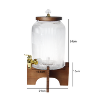 Vente en gros de grand pot en verre de 4 L, grand volume, vertical, à nervures, distributeur de boissons, jus, avec robinet pour buffet