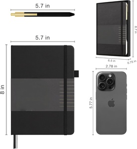 Promotional Customized Box Packaging Gift Box <b>A5</b> Pu Leather <b>Notebooks</b> Bulk Hardcover Pu <b>Notebook</b> With Pen Holder - Product Image 4