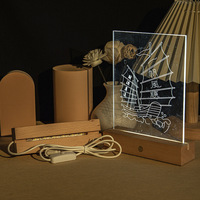Personnalisation de cadeaux transfrontaliers, tableau de dessin en acrylique écologique à faire soi-même, fond en bois 3D, surface vierge lumineuse pour table de mémo