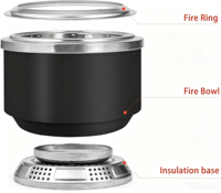 Brasero portable multifonctionnel de 24 pouces en acier inoxydable sans fumée, robuste, pour brûler du bois, avec support, chauffage extérieur pour patio
