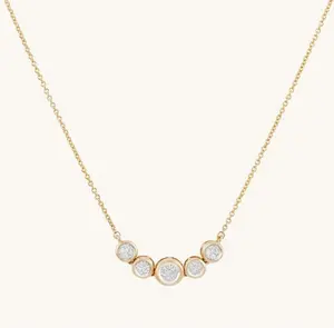 Minimalist Jewelry For Women 925 Sterling Silver Wholesale 18K Gold Pated Diamond Bezel Necklace