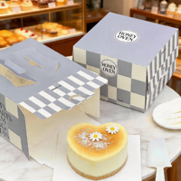 Boîte à gâteaux personnalisée Offre Spéciale avec poignée Boîte d'emballage de pâtisserie de luxe pour boulangerie, pâtisserie, emballage cadeau à emporter pour dessert de fête de mariage