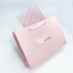 Sacs cadeaux en papier kraft recyclable personnalisés avec impression d'écran, poignée longue de luxe, pour boutique, emballage, logo - Product Image 1