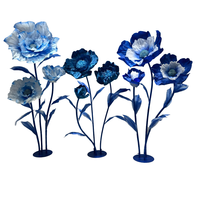Décorations florales géantes bleues sur pied, faites à la main, pour toile de fond de scène de mariage, vente en gros