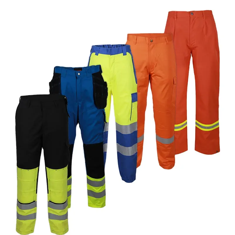 Safety Work Trousers Multi pockets Work Pants Men Reflective Hi Vis Workwear Trousers