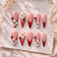 Prix d'usine – Ongles à presser en PMMA faits à la main, doublement embossés, style français 3.0, longs, pointus, courbes, couvrance totale, lot de 10 pièces