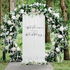 Letrero de Bienvenida para Boda de Tela de Lino Estilo Boho LANJO, Letrero Personalizado con Texto para Ceremonia de Boda, Decoración para Recepción y Despedida de Soltera - Product Image 6