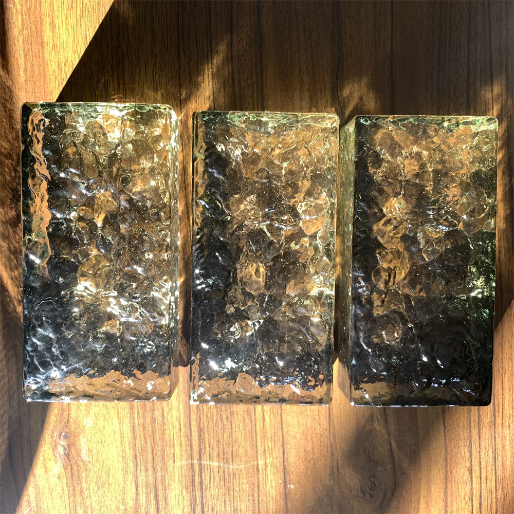 New Design 50*100*200mm Stone Pattern Painted Light Green Crystal Glass Brick Blocks For Home House Decoration · image 6