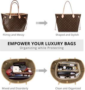 Organisateur de <span class=keywords><strong>sac</strong></span> à <span class=keywords><strong>main</strong></span> portable en feutre souple pour maquillage, grande capacité, à ouverture facile, compatible avec les sacs à <span class=keywords><strong>main</strong></span> quotidiens - Product Image 4