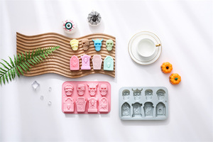 Moldes de Silicona para Pasteles con Diseño de Calavera y Lápida, Reutilizables, de Grado Alimenticio, Lindos Moldes Magnéticos de Silicona para Chocolate, Dulces y Hielo - Product Image 2