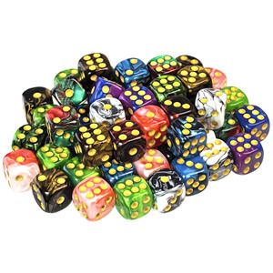 Lot en gros de dés de jeu polyédriques D6 en acrylique marbré à 6 faces avec points dorés pour jeux de société - Product Image 1