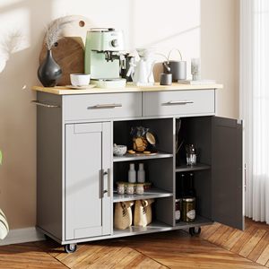 Mặt Trời Mọc 40 "Đảo Bếp Đồ Nội Thất Giỏ Hàng Trên Bánh Xe Với Lưu Trữ, Cán Di Động Phòng Ăn Phục Vụ Xe Di Động Với Ngăn Kéo - Product Image 3