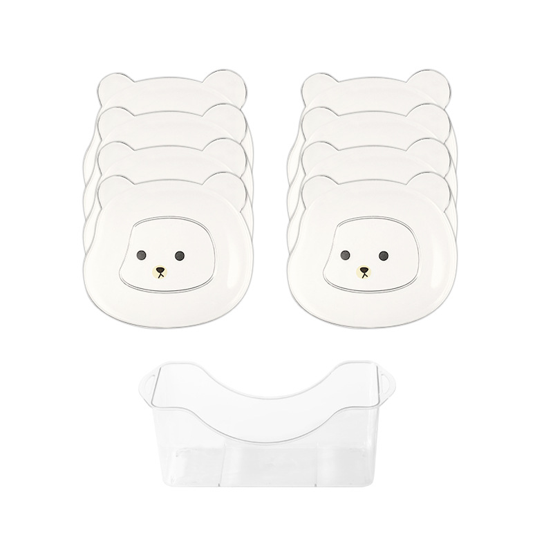 [8 platos con bandeja de almacenamiento incluida] Transparente - Oso