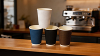 Gobelets à café jetables en mousse, écologiques, imperméables, biodégradables, en papier argenté, doublés de PLA, à paroi simple, revêtus de PE, compostables