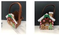 Panier cadeau de Noël en feutre non tissé, sac à bonbons portable en forme de maison de pain d'épices, support pour fête de Noël, panier de rangement pour décorations de fêtes