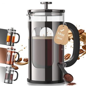 Cafetera Francesa de 34 oz, Vidrio Grueso y Acero Inoxidable, Tetera para Infusión en Frío, Cocina, Viajes, Camping, Regalos - Product Image 3