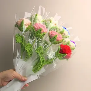 Großhandel Valentinstag Geschenk Künstliche Blume Fertig produkt Häkeln Blume Hand Stricken Blume