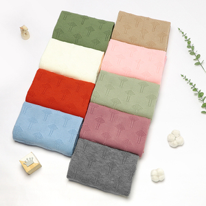 Ins nuovo Design tinta unita Super morbido cotone organico OEM OEKO bambino lavorato a maglia lenzuola Swaddle <span class=keywords><strong>passeggino</strong></span> coperta in pile - Product Image 2