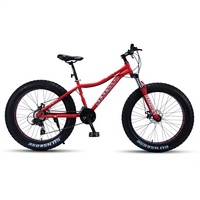 Vélo de montagne à pneus épais pour homme et femme, 24/26 pouces, roues en alliage d'aluminium, suspension avant, cadre en acier au carbone, 7 vitesses