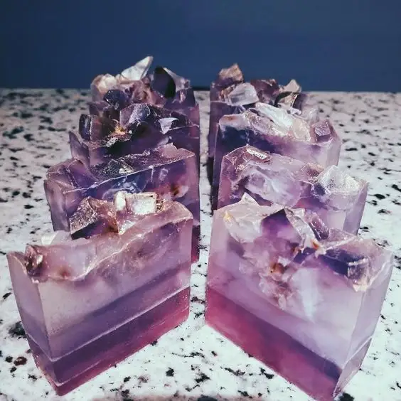 Handmade Luxury Lavender Amethyst Soap Rose Quartz Crystal Bar Soap