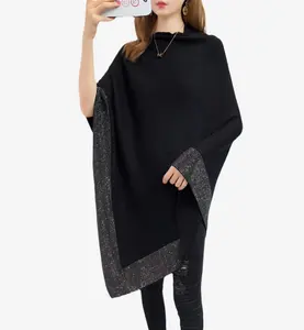 Stilvolle Winter Poncho Mäntel Einfache elegante Cape Schals für Frauen Loose Cosy Pashmina Mäntel Lieferant Großhandel