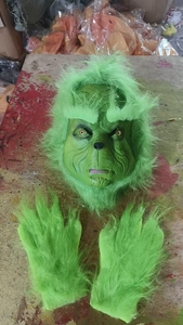 Disfraz de guante y auriculares de látex de monstruo de pelo verde ladrón genio enmascarado para fiestas de Halloween o Navidad - Product Image 4