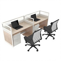 Poste de travail de bureau moderne en bois avec cloison, table et ensemble de mobilier pour employé avec rangement