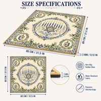 Tapis de Mahjong Américain Hanukkah 80x80cm (31.5x31.5 pouces) Résistant à l'Eau et Antidérapant pour Soirées de Jeu Festives