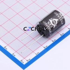 NXA100V220M16 * 20 Lo ผ่านหลุมอลูมิเนียม Electrolytic ตัวเก็บประจุผ่าน, D16xL20mm 220uF 20% 100V 1.35A-100กิโลเฮิร์ตซ์ - Product Image 1