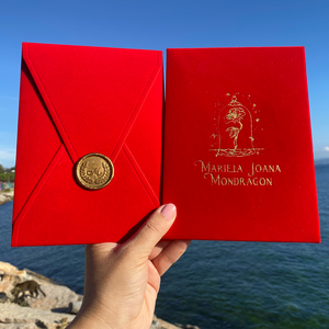 <span class=keywords><strong>Invitación</strong></span> de Quinceañera con Espejo Dorado de Princesa, Quince Mis 15 Anos, Invitaciones, Sobre Azul en Polvo y Sello de Cera Dorada - Product Image 5