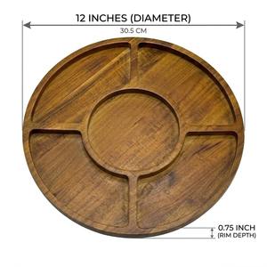 Assiettes en bois d'acacia du Vietnam, assiettes rondes en bois, faciles à nettoyer, légères, pour plats, en-cas, desserts - Product Image 4