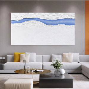 Grande toile d'art murale, décoration intérieure, peinture minimaliste blanche de luxe, peinture artisanale, décoration murale pour la maison - Product Image 1