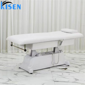 Table de massage électrique pliable Kisen grande taille, blanche, confortable, légère, en cuir synthétique pour soins du visage et extensions de cils - Product Image 3