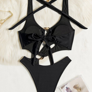 YY6358 personalizado <span class=keywords><strong>Brasil</strong></span> Seersucker tela Bikini trajes de baño de una pieza - Product Image 5