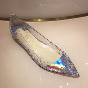 Zapatos de Novia Planos con Punta, Transparentes, con Pedrería, de PVC, para Mujer, con Estrellas Plateadas, para Verano - Product Image 1