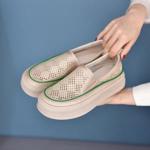 2023 été femmes en cuir véritable mocassins confortables décontracté sans lacet chaussures PU semelle souple paresseux creux conception polyvalent pour le quotidien - Product Image 6