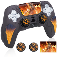 Nouveau contrôleur de jeu dégradé couleur couverture souple de protection pour contrôleur PS5 étui en silicone capuchon de manette ensemble d'autocollants pour écran tactile