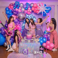 Guirlande de ballons sur le thème de la musique disco avec ballon en feuille d'aluminium étoile irisée pour la décoration murale de fête