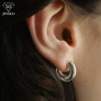 Anting-anting lingkaran bentuk C JINSEO Vintage Fashion Emas Perak S925 Sterling Silver untuk Perhiasan Wanita Hadiah Serbaguna