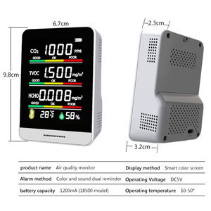 Detector de CO2, TVOC y HCHO, Medidor de Temperatura y Humedad Interior, Detector Portátil de Calidad del Aire, Monitor de Calidad Ambiental - Product Image 5