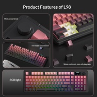 Teclado de Membrana Inalámbrico Ergonómico Langtu L98 con Tres Modos RGB para Juegos y Oficina, Silencioso para Laptop