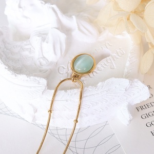 18K Vergulde Roestvrijstalen Ketting Met Natuurlijke Stijl Cat-Eye Hanger Schattige Schakelketting Voor Dames Jubileum - Product Image 3