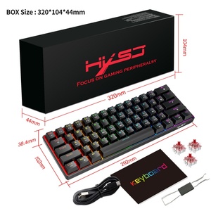 Teclado para juegos HSXJ V900 con cable de 61 teclas con teclas de doble disparo interruptor rojo, teclado de oficina para juegos con retroiluminación RGB - Product Image 6