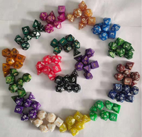 Dés en plastique transparents personnalisés en acrylique, lot de 7 polyédriques à 20 faces pour TRPG, DND, D&D, couleurs nacrées et étoilées, en vrac
