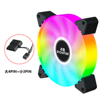 Ventilador para Caja de PC SNOWMAN GF120-ARGB-BK de 120 mm, Negro, ARGB, 45 CFM, Almohadillas de Amortiguación, PWM, Rodamiento Hidráulico, 5 V, 3 Pines, Sincronización, Venta al por Mayor