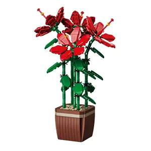 Newly Release Factory Direct Sale DIY Toy 926pcs Potted Flower Azalea Building Block Set Legoing Compatible Brick Set