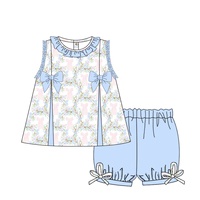 Puresun New Kids Clothes Wholesale Girls Boutique Floral Ruffle Shorts Set Baby Girl Summer Outfits