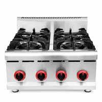 Cuisinière à gaz de comptoir commerciale à 4 brûleurs en acier inoxydable, équipement de cuisine robuste pour restaurant