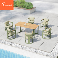 Table à manger moderne en aluminium pour l'extérieur, chaises résistantes aux UV et imperméables pour cour, patio, jardin, hôtel, légères et durables